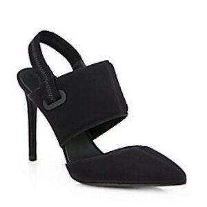 ALEXANDER WANG Karen Neoprene Black Slingback Heels Pumps Size 38